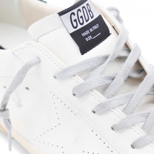 WHITE AND GREEN SUPER STAR SNEAKERS