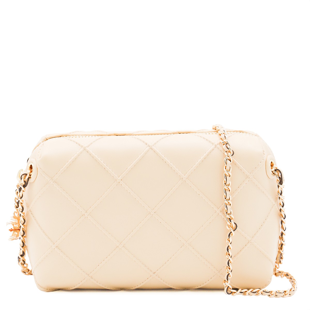 CREAM LEATHER FLEMING CROSSBODY BAG