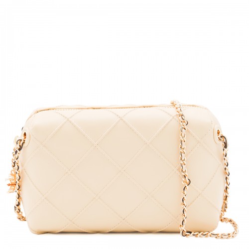 CREAM LEATHER FLEMING CROSSBODY BAG
