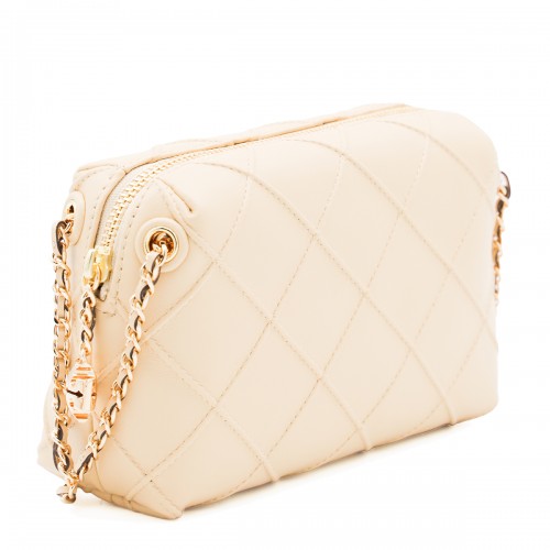 CREAM LEATHER FLEMING CROSSBODY BAG