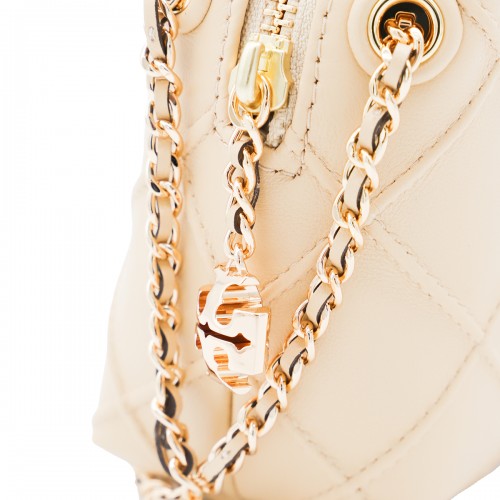 CREAM LEATHER FLEMING CROSSBODY BAG
