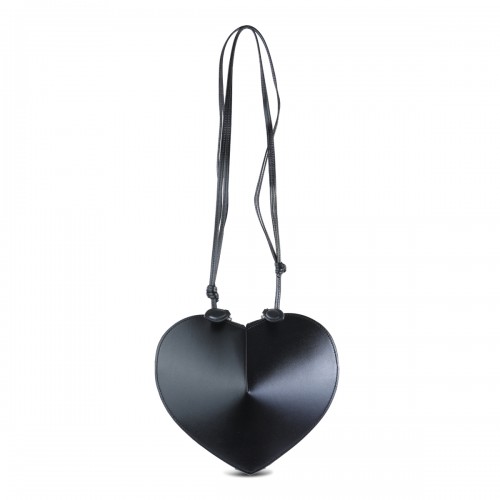 BLACK LEATHER LE COEUR CROSSBODY BAG