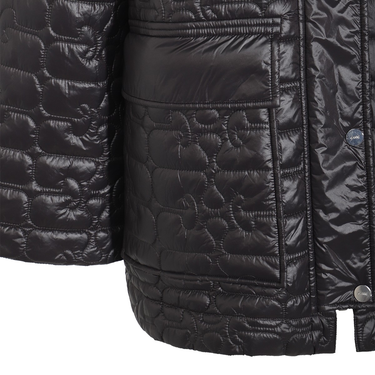 BLACK SHINY QUILT COAT
