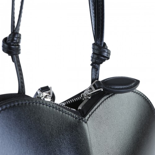BLACK LEATHER LE COEUR CROSSBODY BAG