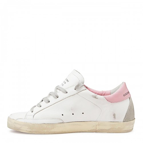 WHITE AND PINK LEATHER SUPER-STAR SNEAKERS