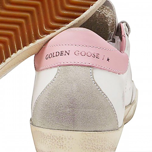 WHITE AND PINK LEATHER SUPER-STAR SNEAKERS