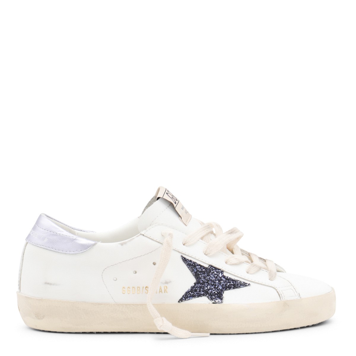 WHITE BLACK AND LILAC LEATHER SUPER STAR SNEAKERS