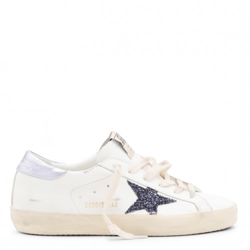 WHITE BLACK AND LILAC LEATHER SUPER STAR SNEAKERS