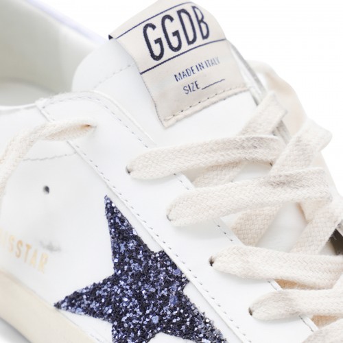 WHITE BLACK AND LILAC LEATHER SUPER STAR SNEAKERS