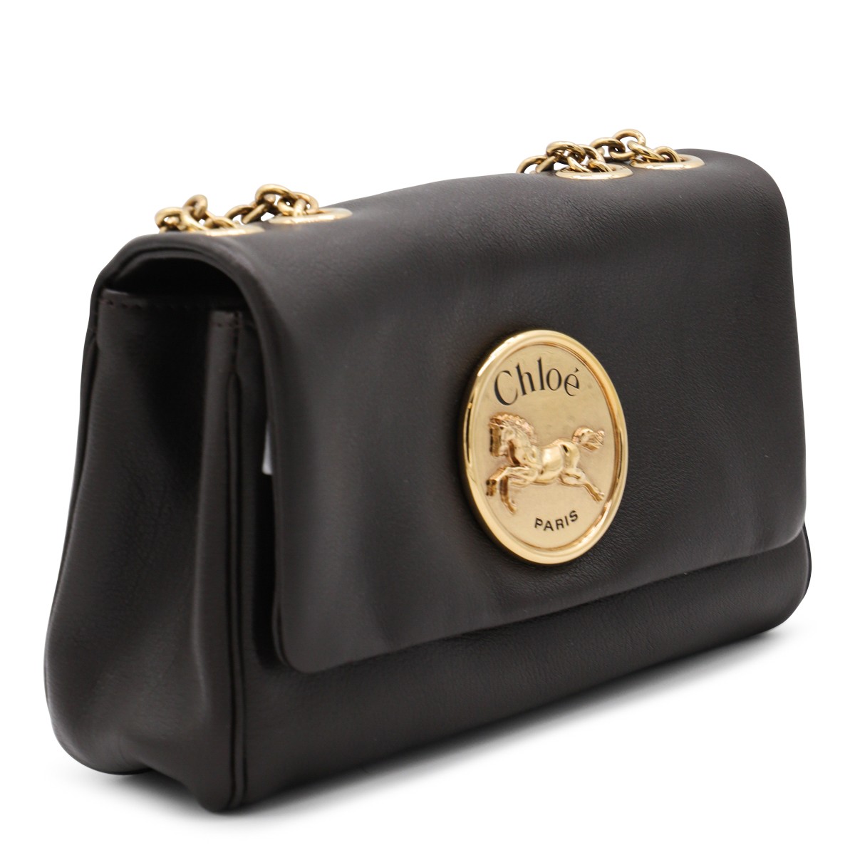 ショルダーバッグ・ポシェット CHLOE DARK BROWN LEATHER HERITAGE SHOULDER BAG Chloé Small Chloé Heritage Shoulder Bag In Grained Leather