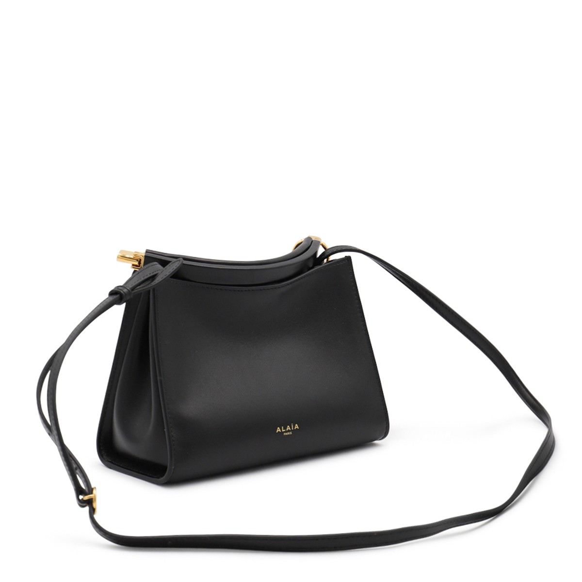 BLACK LEATHER SMALL SQUARE CROSSBODY BAG