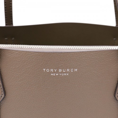 BROWN LEATHER PERRY TOTE BAG