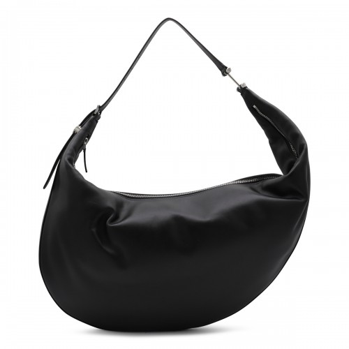 BLACK LEATHER HOBO DOT SHOULDER BAG