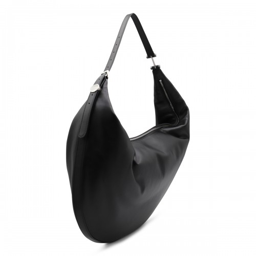 BLACK LEATHER HOBO DOT SHOULDER BAG