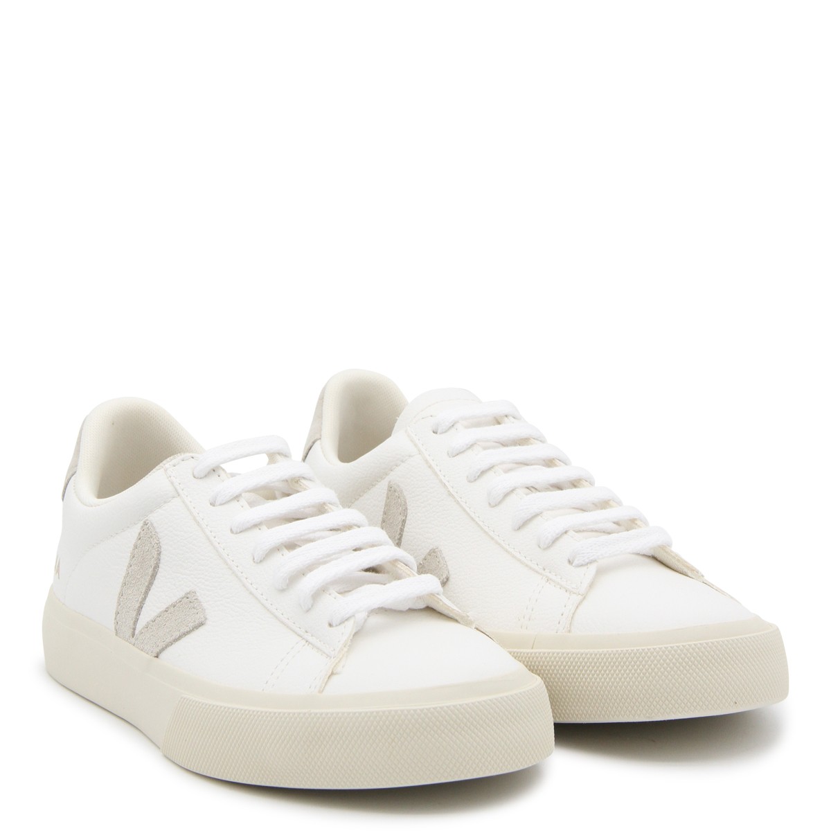 WHITE AND BEIGE LEATHER CAMPO SNEAKERS