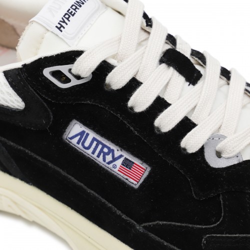 BLACK AND SILVER LEATHER HYPERWAY SNEAKERS