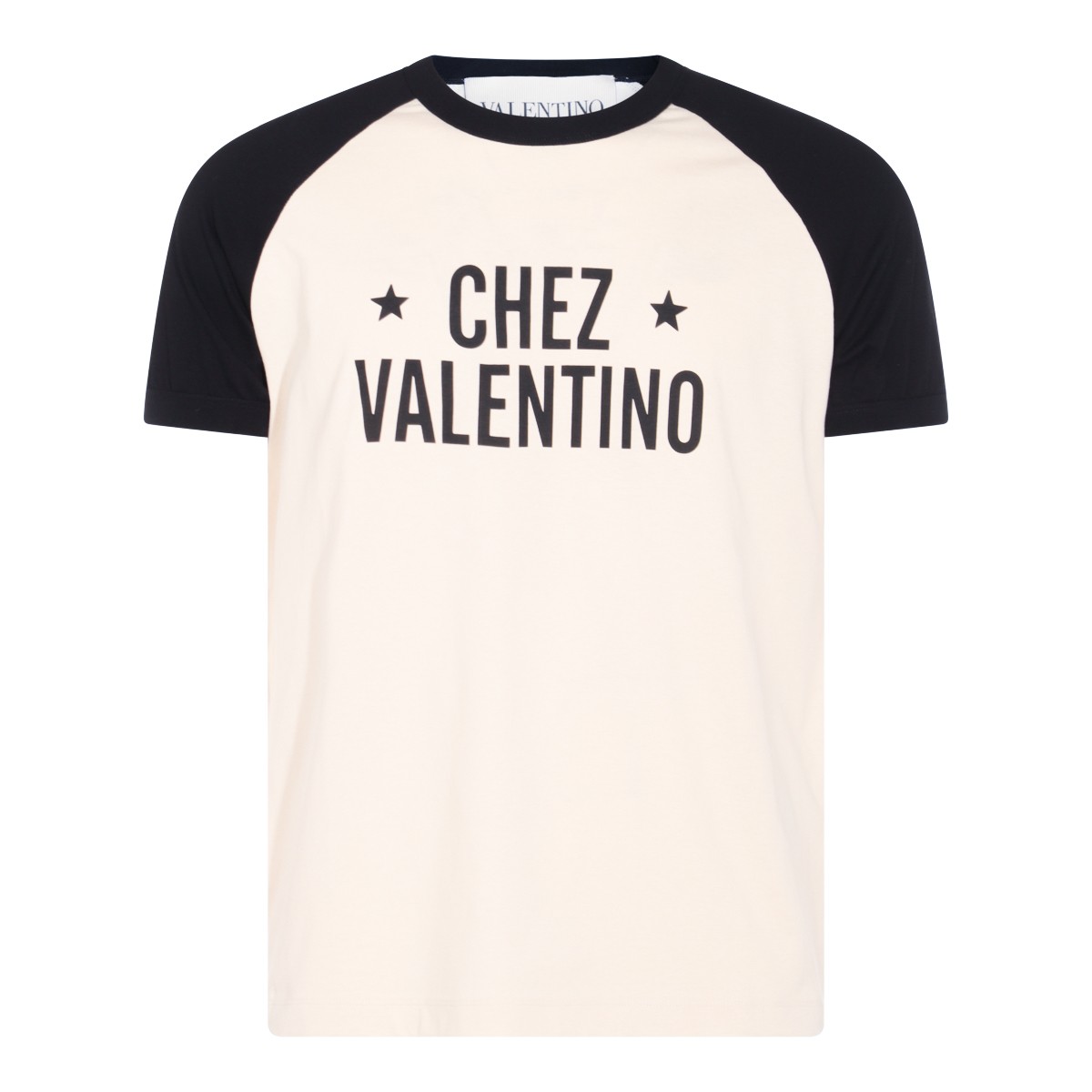 WHITE AND BLACK COTTON T-SHIRT