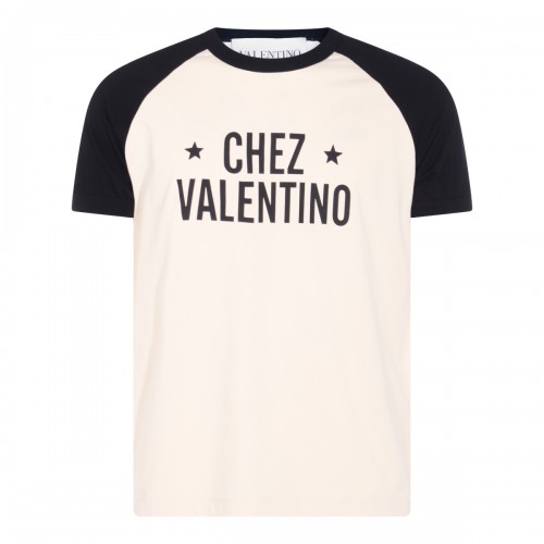 WHITE AND BLACK COTTON T-SHIRT