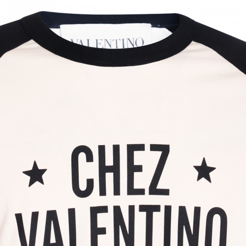WHITE AND BLACK COTTON T-SHIRT