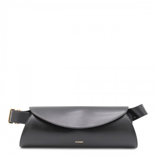 BLACK LEATHER CANNOLO BIG SHOULDER BAG