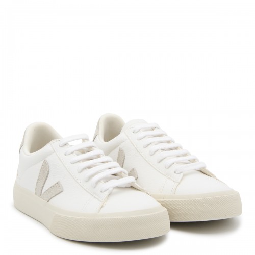 WHITE AND BEIGE LEATHER CAMPO SNEAKERS