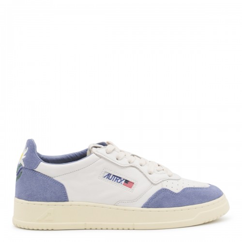WHITE AND LIGHT BLUE LEATHER MEDALIST SNEAKERS