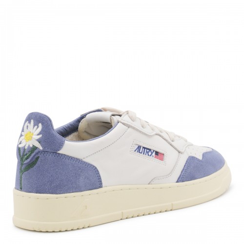 WHITE AND LIGHT BLUE LEATHER MEDALIST SNEAKERS