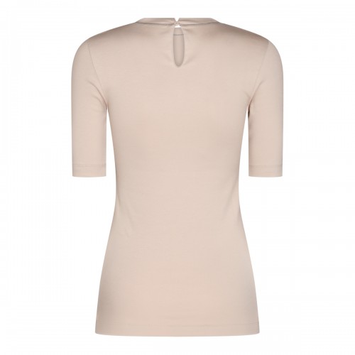 BEIGE COTTON STRETCH T-SHIRT 2