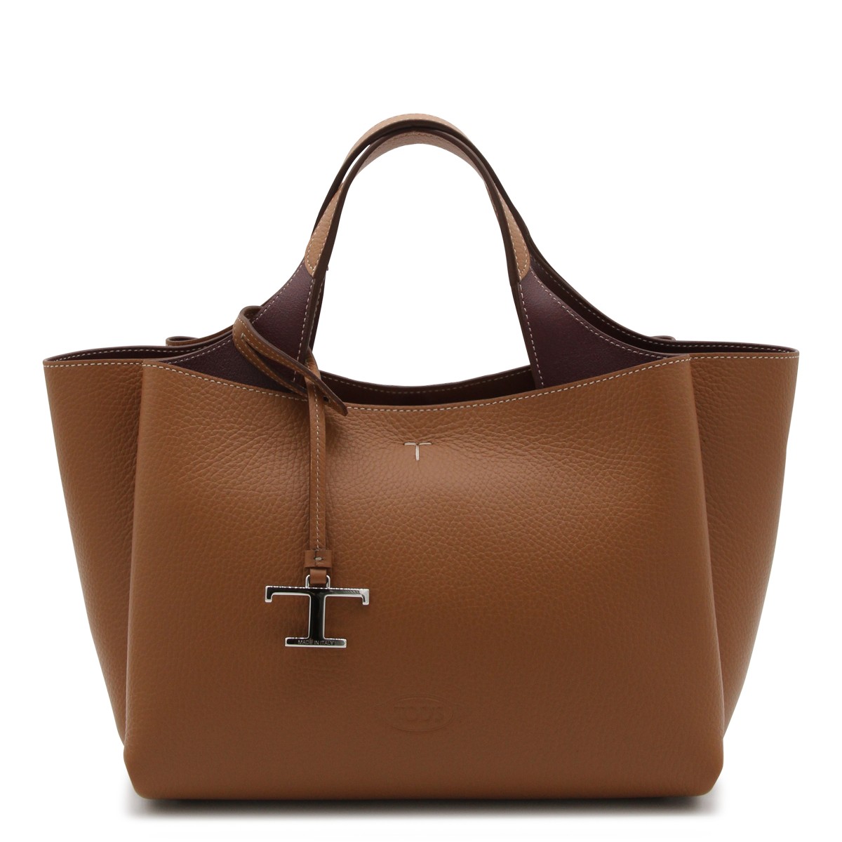 BROWN LEATHER TOP HANDLE BAG