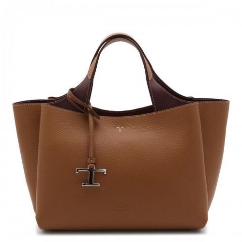 BROWN LEATHER TOP HANDLE BAG