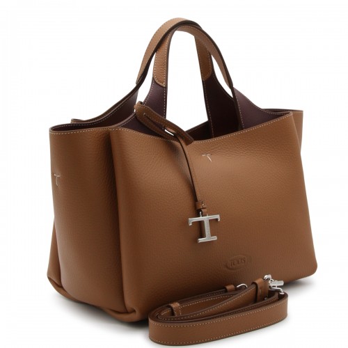 BROWN LEATHER TOP HANDLE BAG