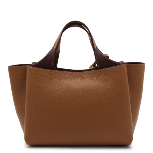 BROWN LEATHER TOP HANDLE BAG