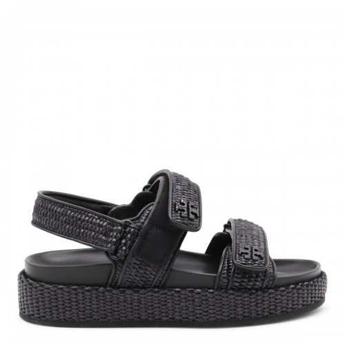 BLACK LEATHER FLATS