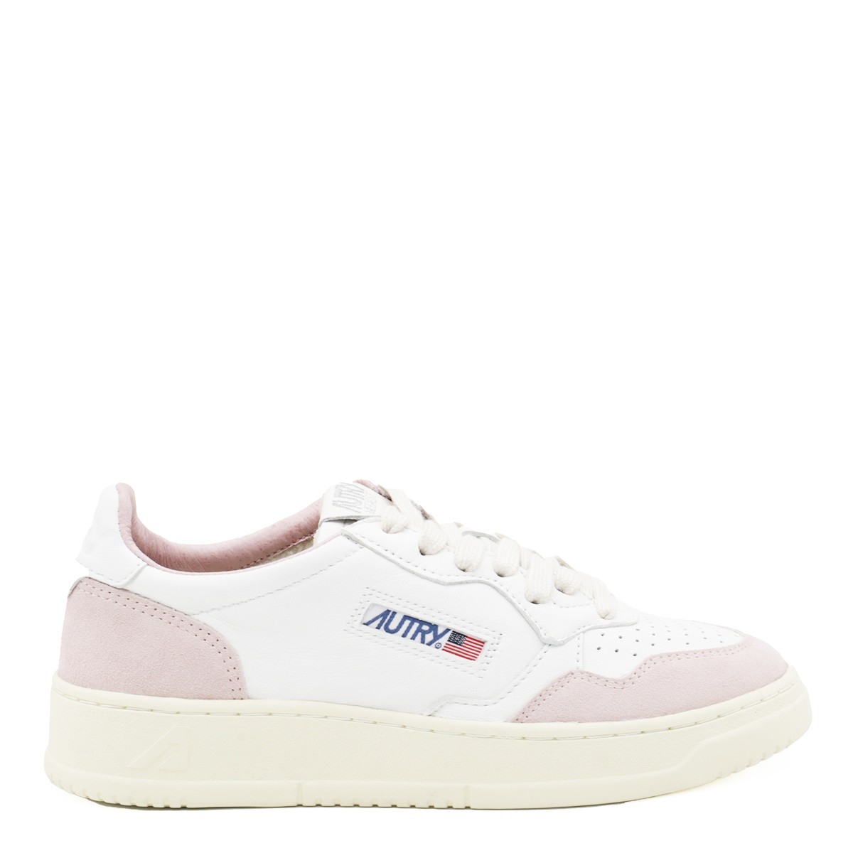 WHITE AND BEIGE LEATHER MEDALIST LOW SNEAKERS