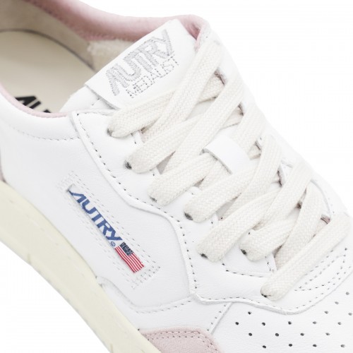 WHITE AND BEIGE LEATHER MEDALIST LOW SNEAKERS