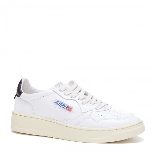 WHITE AND BLACK LEATHER MEDALIST LOW SNEAKERS