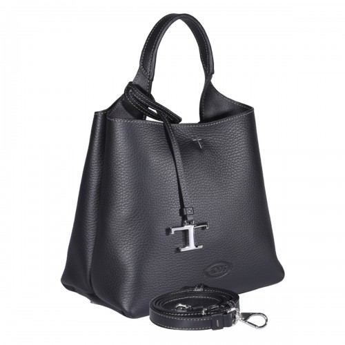 BLACK LEATHER TOTE BAG