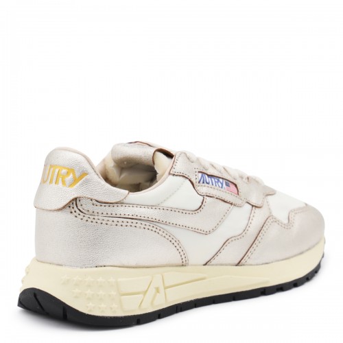 WHITE AND GOLD LEATHER REELWIND SNEAKERS