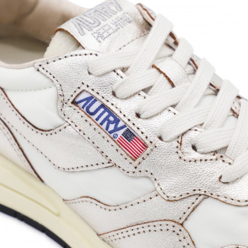 WHITE AND GOLD LEATHER REELWIND SNEAKERS