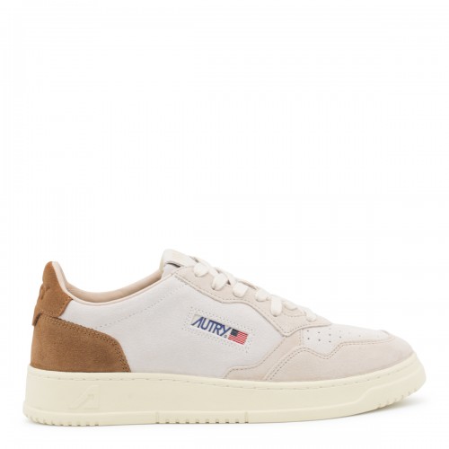 BEIGE AND BROWN LEATHER MEDALIST SNEAKERS