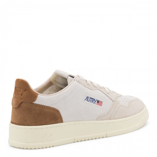 BEIGE AND BROWN LEATHER MEDALIST SNEAKERS
