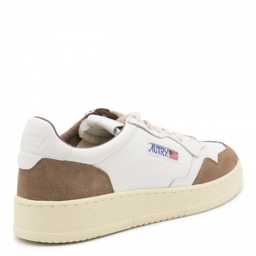 WHITE AND BROWN LEATHER MEDALIST SNEAKERS