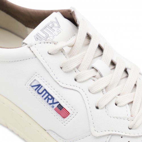 WHITE AND BROWN LEATHER MEDALIST SNEAKERS