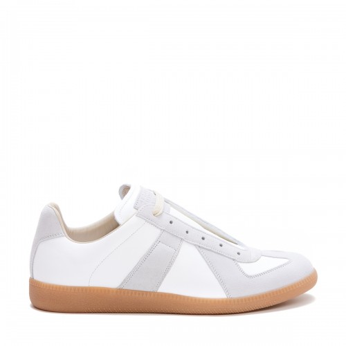 WHITE AND GREY LEATHER REPLICA SNEAKERS