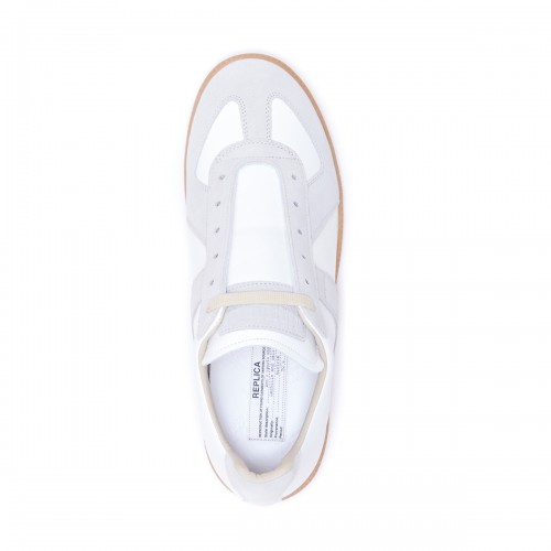 WHITE AND GREY LEATHER REPLICA SNEAKERS