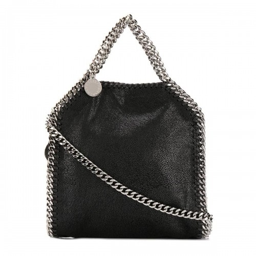 BLACK FAUX-LEATHER TINY FALABELLA TOTE BAG