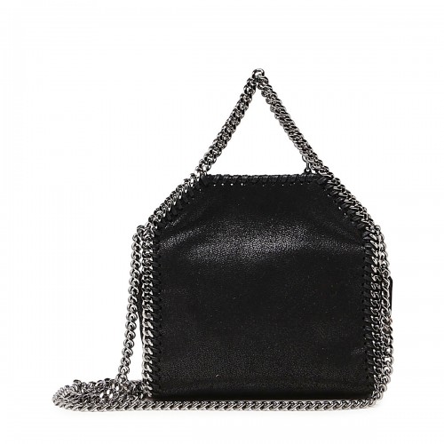 BLACK FAUX-LEATHER TINY FALABELLA TOTE BAG