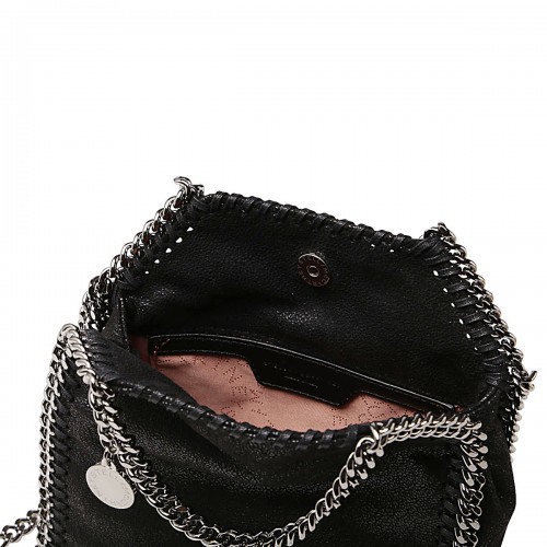 BLACK FAUX-LEATHER TINY FALABELLA TOTE BAG