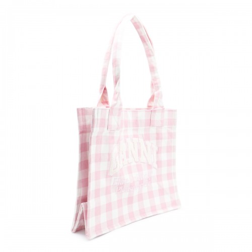PINK AND WHITE COTTON TOTE