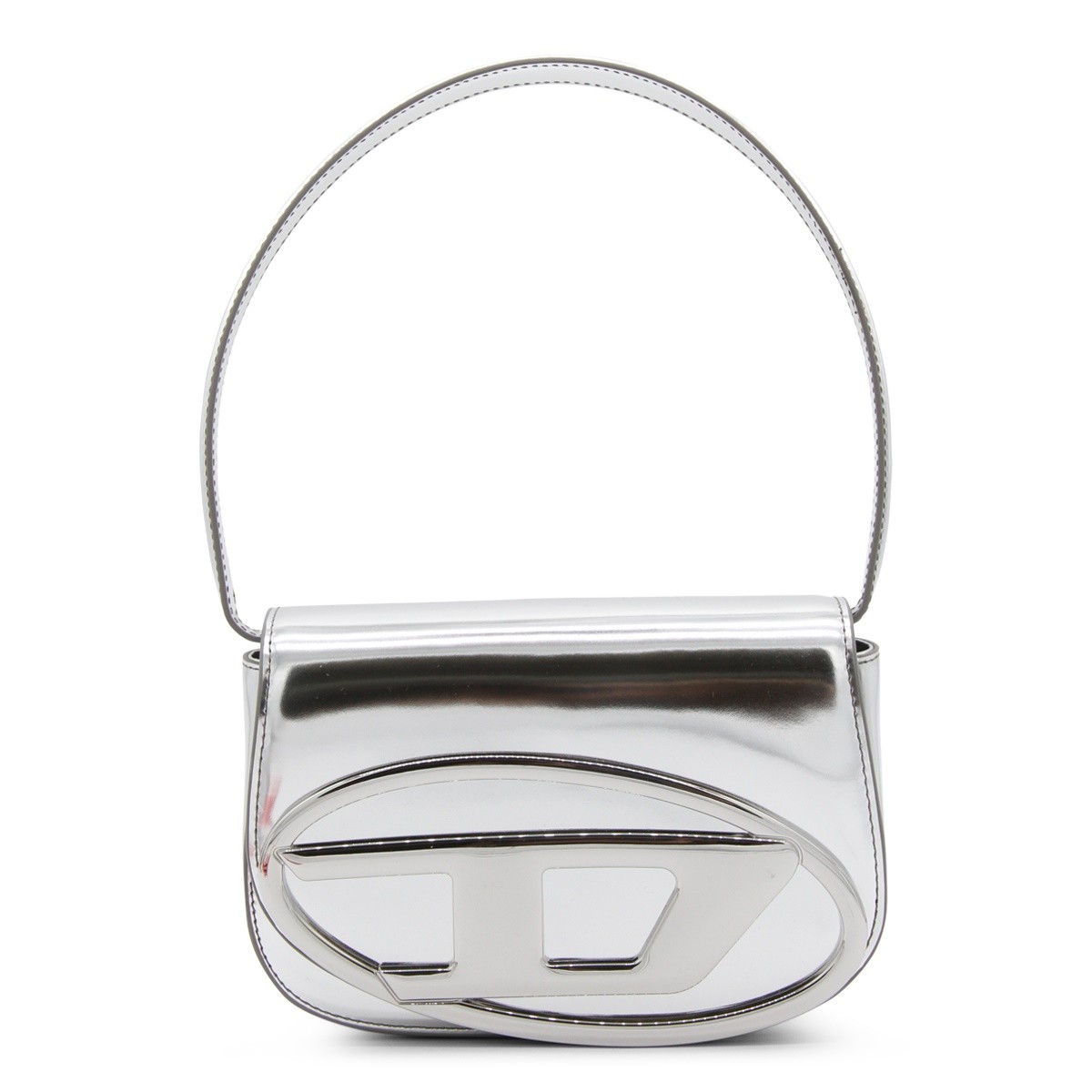 SILVER METAL 1DR SHOULDER BAG